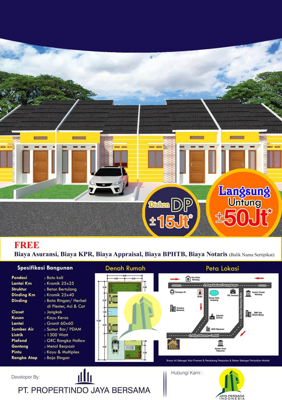 RUMAH BARU STRATEGIS  MODEL MINIMALIS , PABUARAN, KEMANG,  BOGOR.