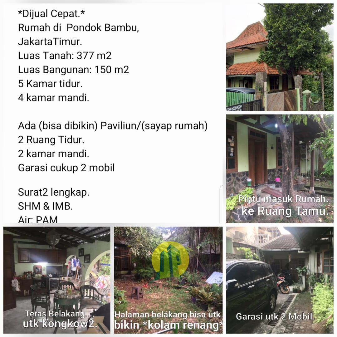 Rumah Cantik nan Luas di Pondok Bambu Jaktim
