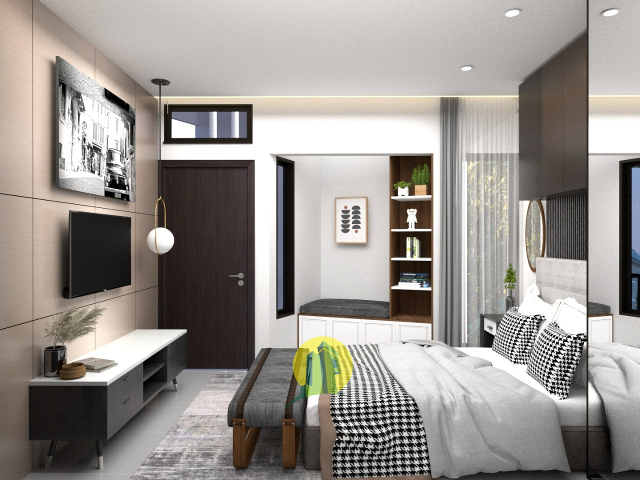 Kamar tidur rumah di Villa Pamulang